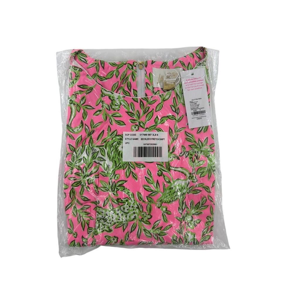 Lilly Pulitzer Women's Rousseau Pink Beckler Stretch Shift Dress Size 6 - Picture 3 of 12